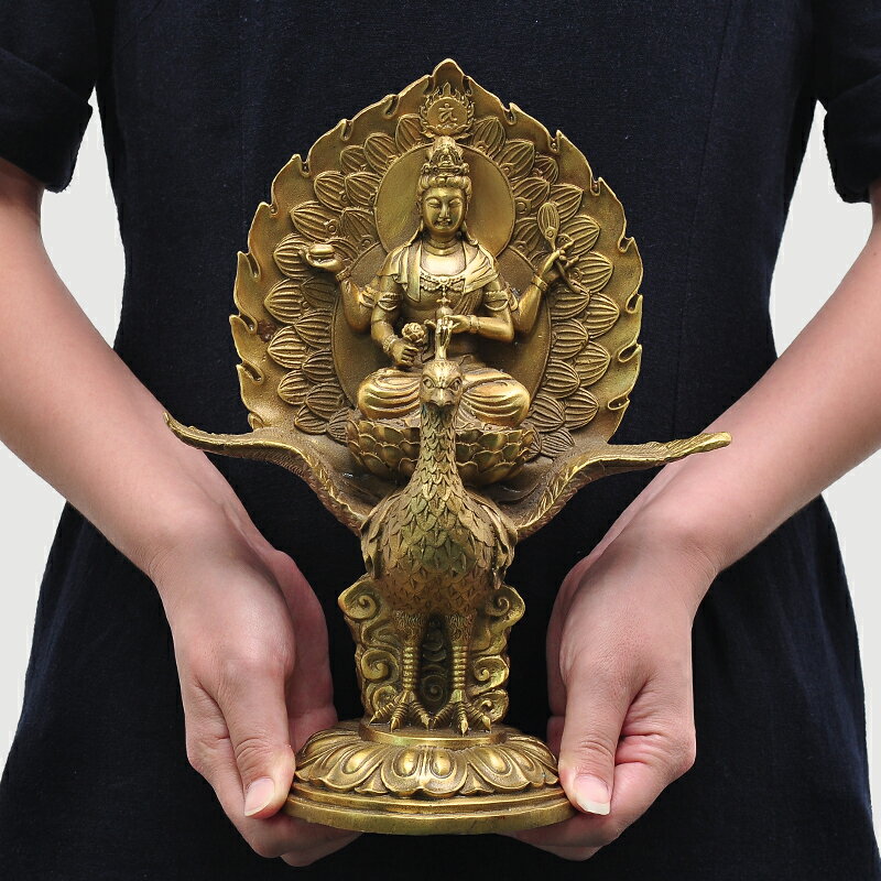 純銅孔雀明王佛母佛堂供奉佛像擺件護世金剛宗教風水擺設裝飾品| 協貿