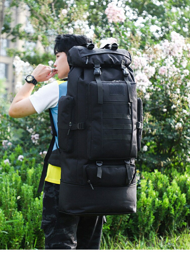 100L戶外登山包男背包露營旅行雙肩包超大容量打工行李包旅游出差