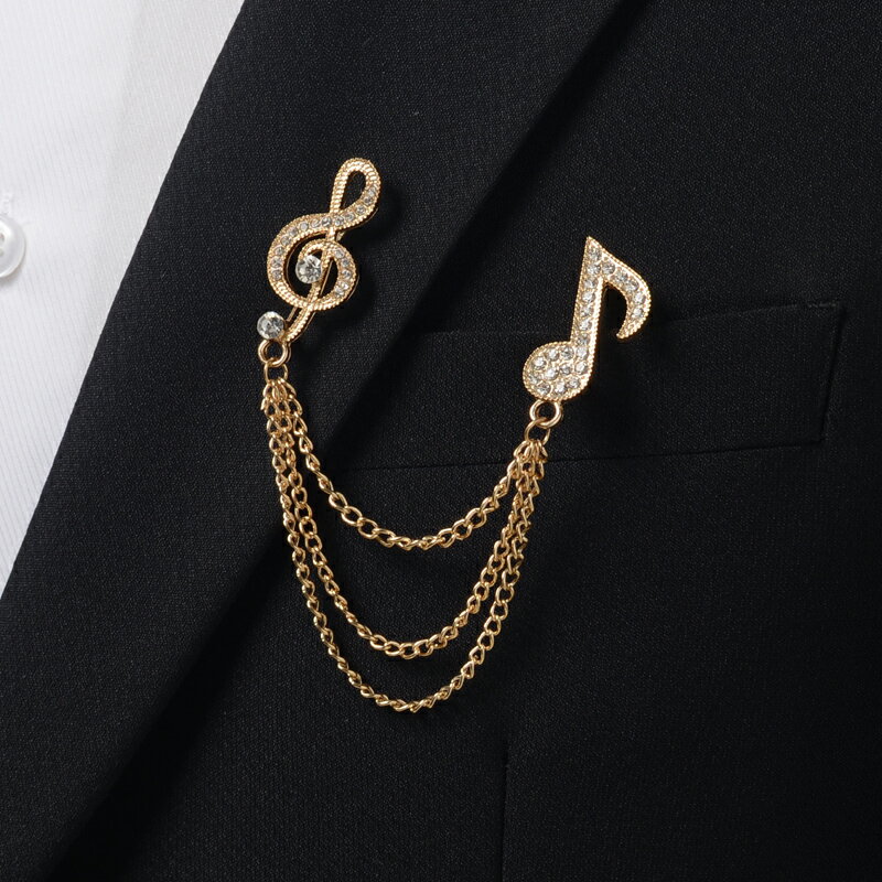日系金色銀男士胸針潮個性別針氣質音符創意毛衣西裝鏈條領針配飾