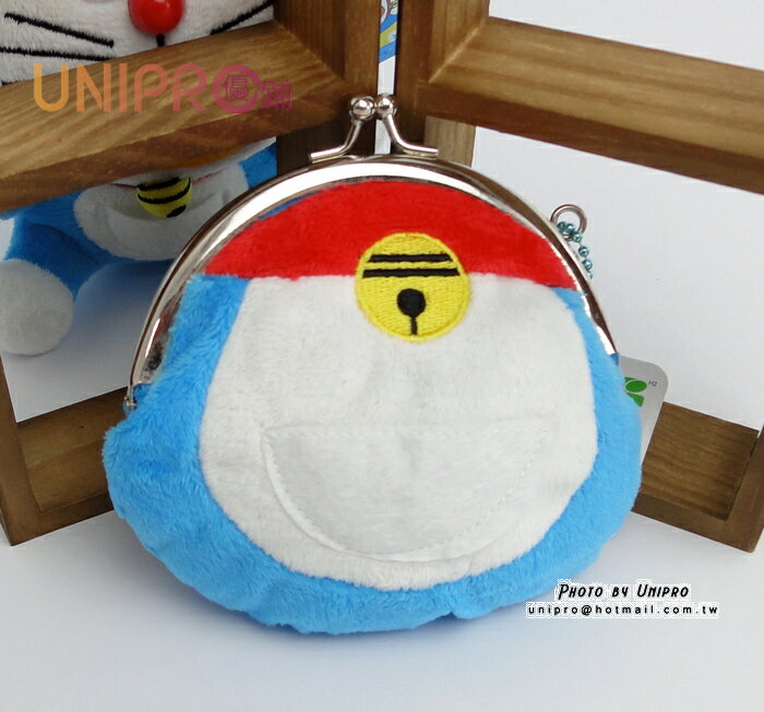 【UNIPRO】哆啦A夢 小叮噹 Doraemon 口袋 珠扣錢包造型 絨毛 零錢包