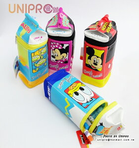 【UNIPRO】迪士尼 牛奶盒 造型 創意筆袋 鉛筆盒 米奇 米妮 唐老鴨 三眼怪 正版授權 日貨