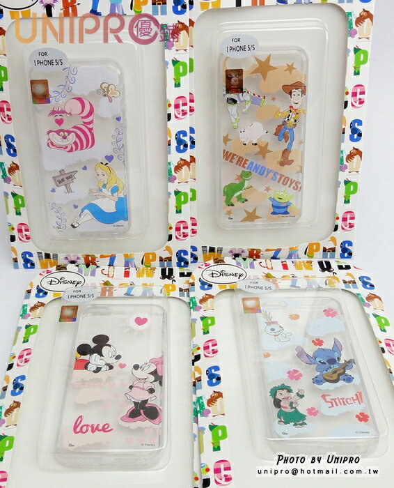 【UNIPRO】iPhone 5 5S 迪士尼卡通 米奇 艾莉絲 玩具總動員 史迪奇 透明 TPU 手機殼 保護套