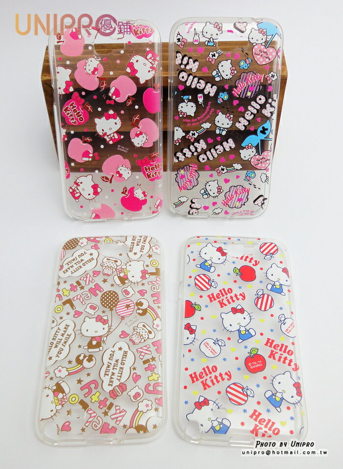 【UNIPRO】Samsung Galaxy Note2 N7100 Hello Kitty 凱蒂貓 滿版 透明 TPU 手機殼 保護套 正版