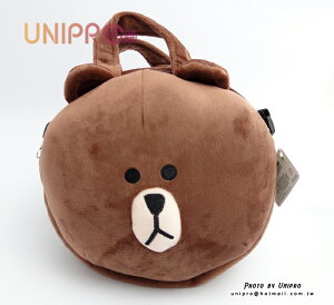 【UNIPRO】正版授權 LINE 公仔 娃娃 絨毛造型 熊大 側背包 手提袋 背包 表情 布朗熊