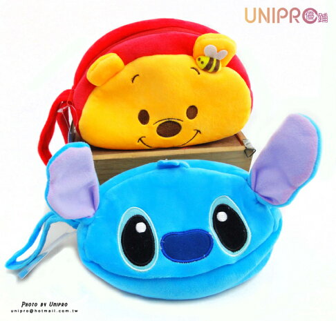【UNIPRO】迪士尼 史迪奇 小熊維尼 橢圓 手提 化妝包 萬用包 0