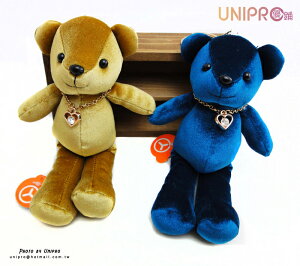 【UNIPRO】長腿 神秘 奢華熊 愛心水鑽項鍊熊 絨毛 娃娃 吊飾
