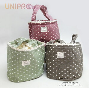 【UNIPRO】束口保溫袋 點點 手提袋 便當袋 保溫袋 隔熱紙 保冷袋