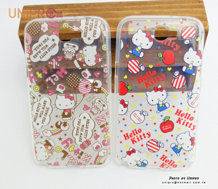 【UNIPRO】Samsung Galaxy Note 2 N7100 凱蒂貓 滿版 透明 TPU 手機殼 保護套 正版