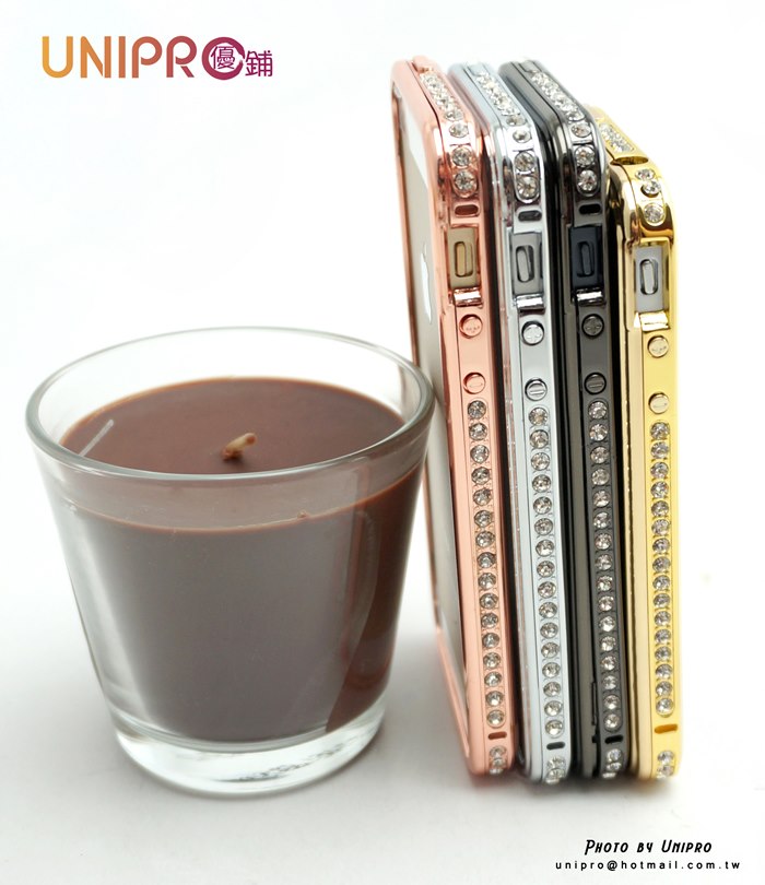 UNIPRO【i5154】iPhone 4 4S 5 5S BLING BLING 奢華 水鑽 雙料 金屬邊框 bumper