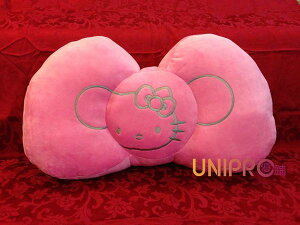 UNIPRO Hello Kitty 正版授權 粉紅蝴蝶結 大 靠枕 背枕 枕頭 午安枕 凱蒂貓 情人節禮物