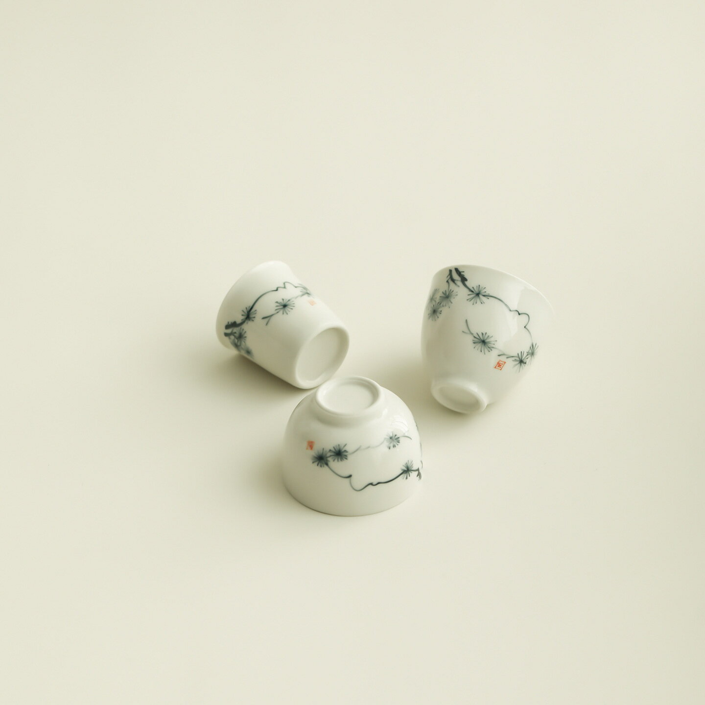 釉下彩草木灰手繪青松茶杯個人專用主人杯小品杯單杯高檔功夫茶具