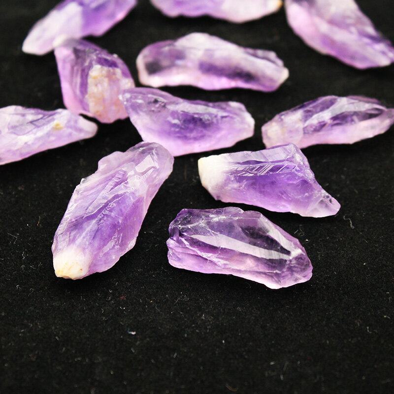 易晶緣碎石天然紫水晶原石擺件隨形小吊墜長條紫羅蘭色石半寶石