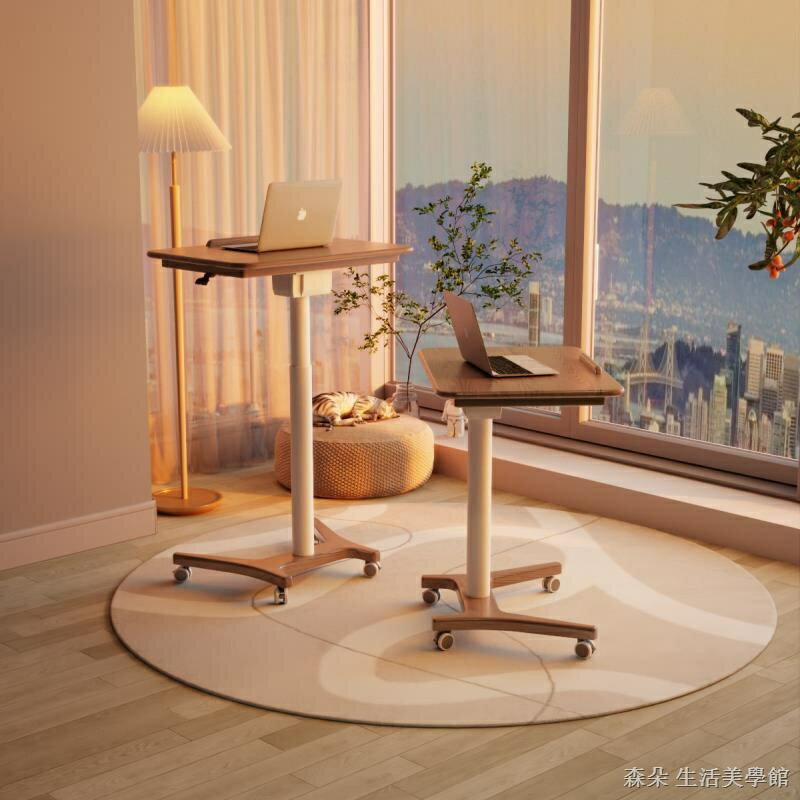 免運 公司貨 附發票 實木氣壓升降桌 移動電腦桌 可移動式桌子 小戶型床邊桌 家用學習桌 可折疊小書桌 筆電桌 小型電腦桌特惠/快速出貨B0830
