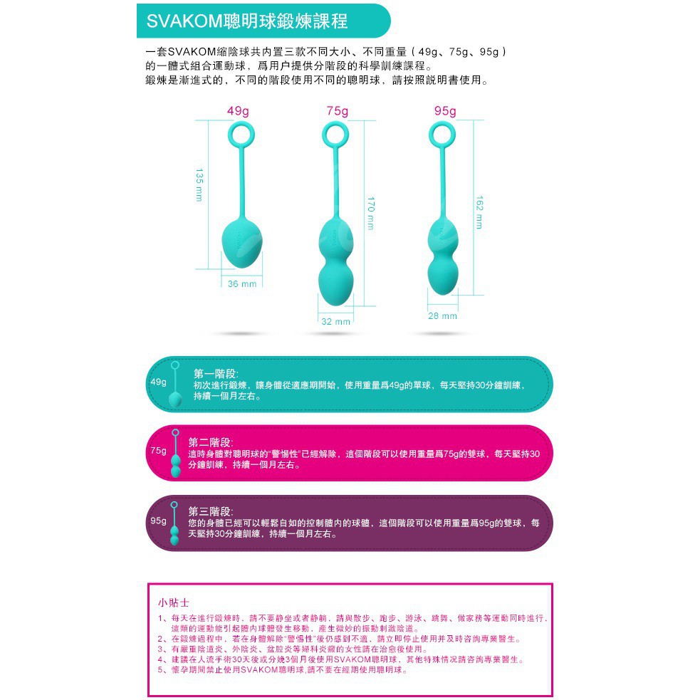 超值★ 公司貨保固兩年 美國SVAKOM NOVA 諾娃 凱格爾運動三部曲頂級 訓練聰明球 6