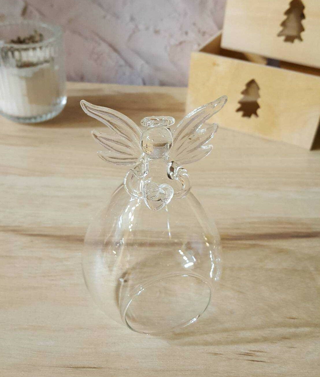 聖誕天使玻璃燭台