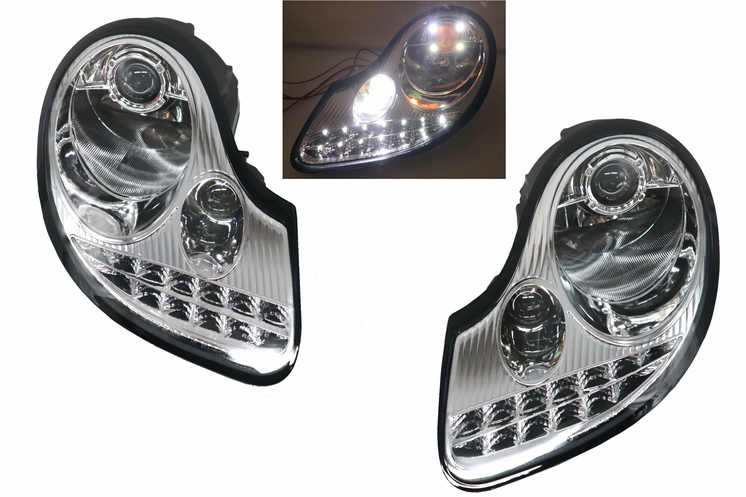 大禾自動車 雙色燈眉 LED方向燈 類R8 魚眼 晶鑽大燈 適用 PORSCHE 986 BOXSTER 996