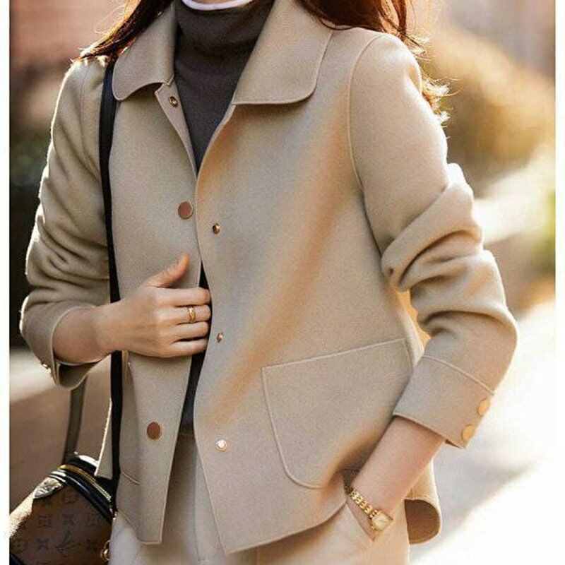 西裝外套休閒西服-短款不挑個子雙面仿羊毛女外套3色74is6【米蘭精品】【獨家進口】