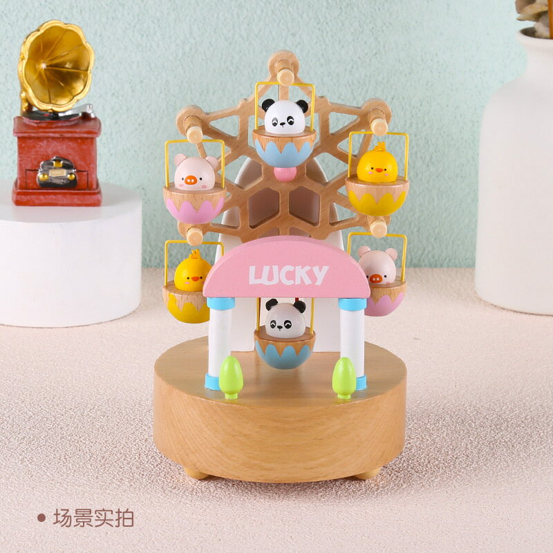 【木質手搖音樂】八音盒 音樂盒 旋轉木馬 兒童禮物 生日禮物 聖誕禮物 七夕禮物 創意擺件 手搖發條 木質工藝 送男女童