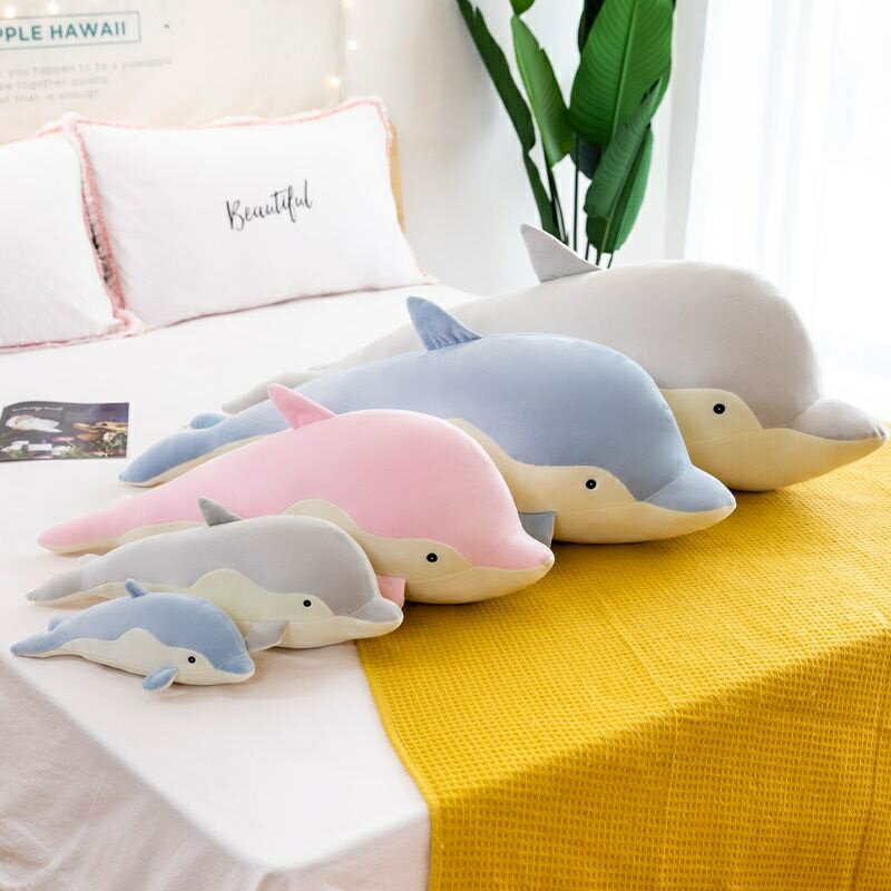 可愛大號海豚布娃娃生日禮物毛絨公仔床上靠背玩偶抱枕女