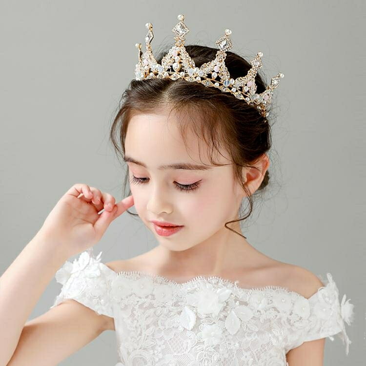 兒童髮飾 兒童皇冠頭飾公主女童生日走秀水晶王冠小孩演出小朋友蘇菲亞發飾