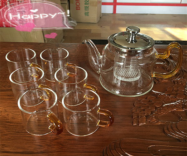 加厚耐熱玻璃煮泡花草茶壺茶具透明不銹鋼玻璃過濾內膽功夫整套裝