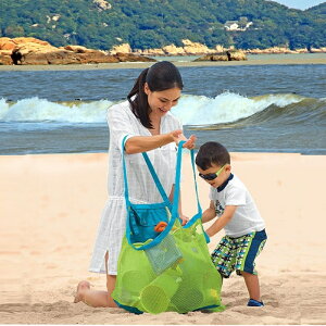 收納包 ● 沙灘袋子兒童玩具快速 收納包 戶外 挖沙工具 雜物 遊泳大容量網袋網兜