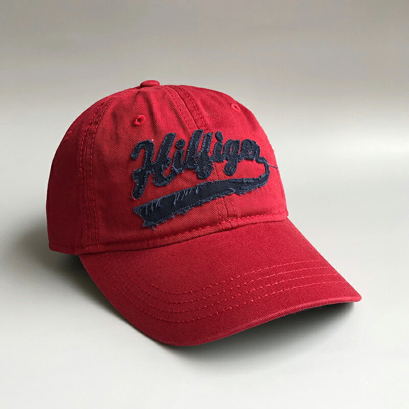 美國百分百【Tommy Hilfiger】帽子 TH 配件 棒球帽 遮陽帽 鴨舌帽 老帽 LOGO 深紅色 J110