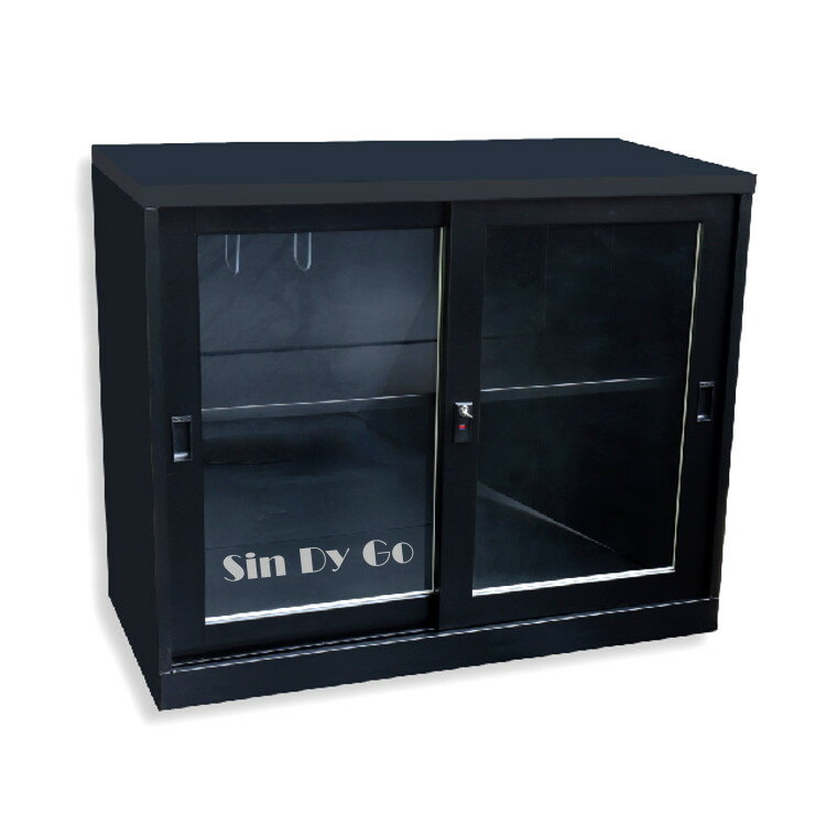 【鑫蘭家具】UG2A黑色二層玻璃公文櫃H74公分 檔案櫃 書櫃 展示櫃 收納櫃
