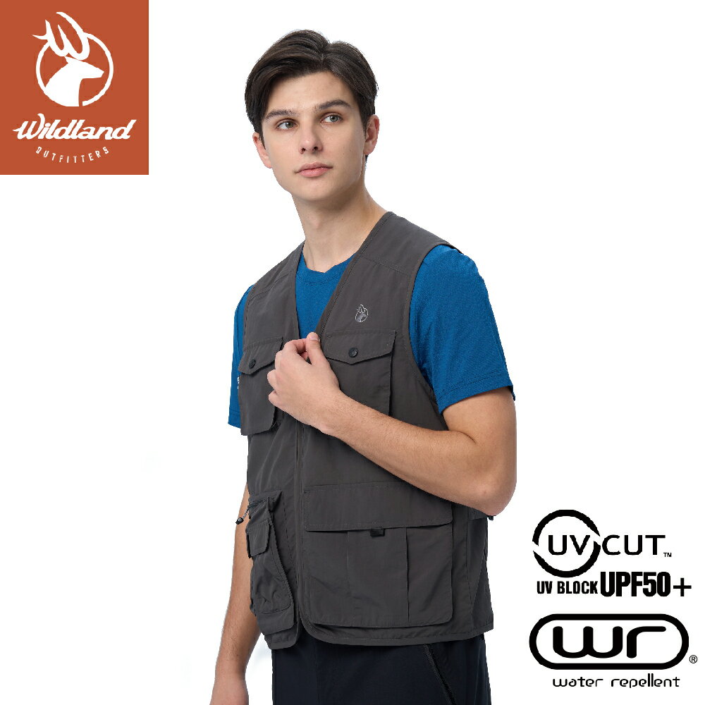 【Wildland 荒野 中性 日系多口袋工裝背心《礦石岩》】W1712/機能無袖夾克/戰術背心/釣魚背心