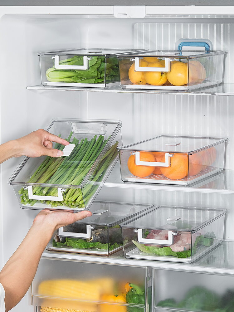 日式冰箱收納盒水果蔬菜專用瀝水保鮮盒抽屜式大容量冷凍儲存神器 全館免運