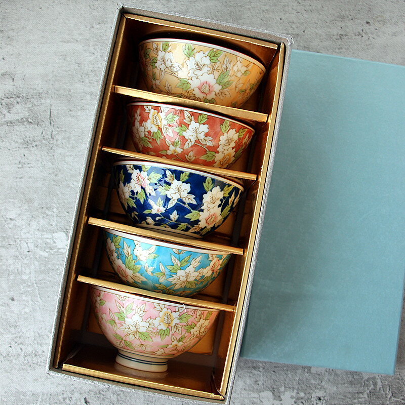 日本進口日式和風陶瓷米飯碗山茶花高腳碗茶碗粥碗禮盒裝送人