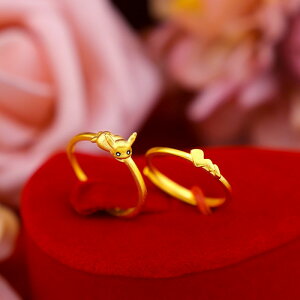 新款 越南沙金皮卡丘女士指環純婚飾仿真女款戒指純活口專柜