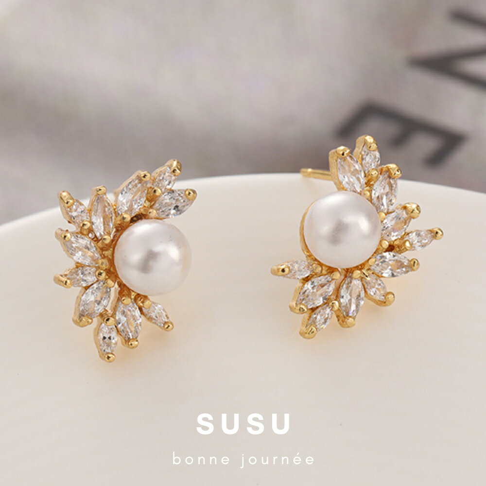 SU SU︱珍珠鋯鑽耳環❤️事業 招財 人緣 工作 健康 紓壓 水晶 飾品 耳環 項鍊 手鍊 現貨 穿搭 百搭 時尚