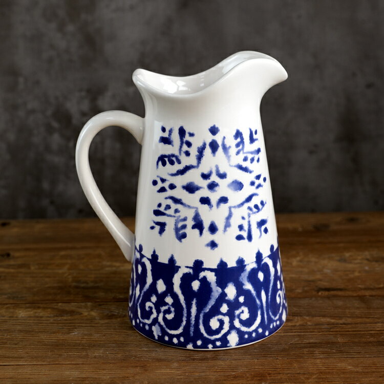 經典青花藍色手繪陶瓷花瓶餐桌插鮮花瓶干花罐冷水壺涼開水茶壺