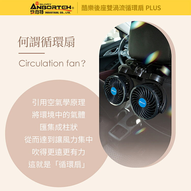 【安伯特】酷樂後座雙渦流循環扇PLUS (車用電扇 車用電風扇 後座風扇) 3