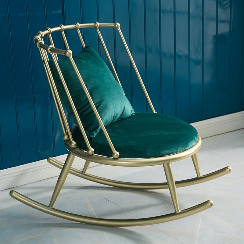 躺椅 搖搖椅 午睡椅 輕奢金屬單人搖椅休閒民宿單人椅設計感懶人椅陽台創意搖搖椅北歐【MJ21689】