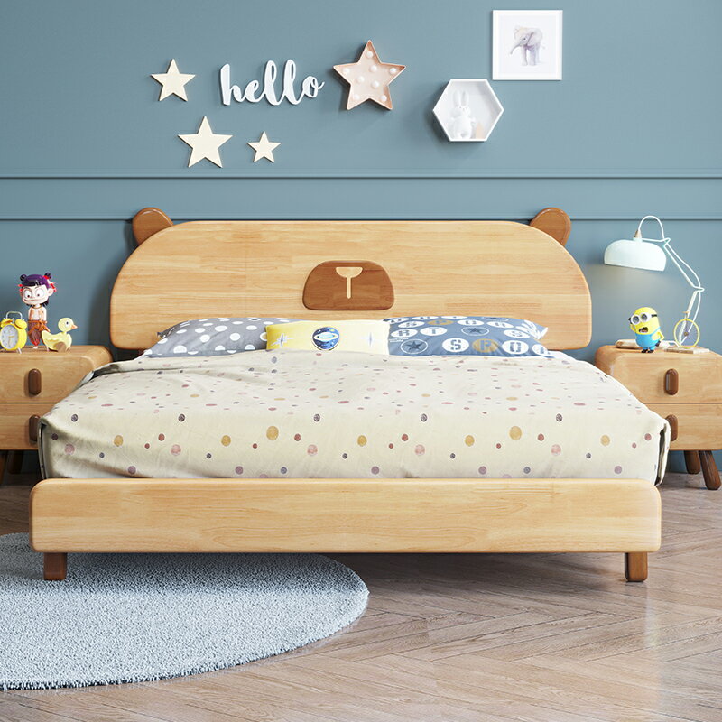 床 ● 實木 床簡約現代房間家具組合套裝小孩男生1.8 1.5m 單人兒童床