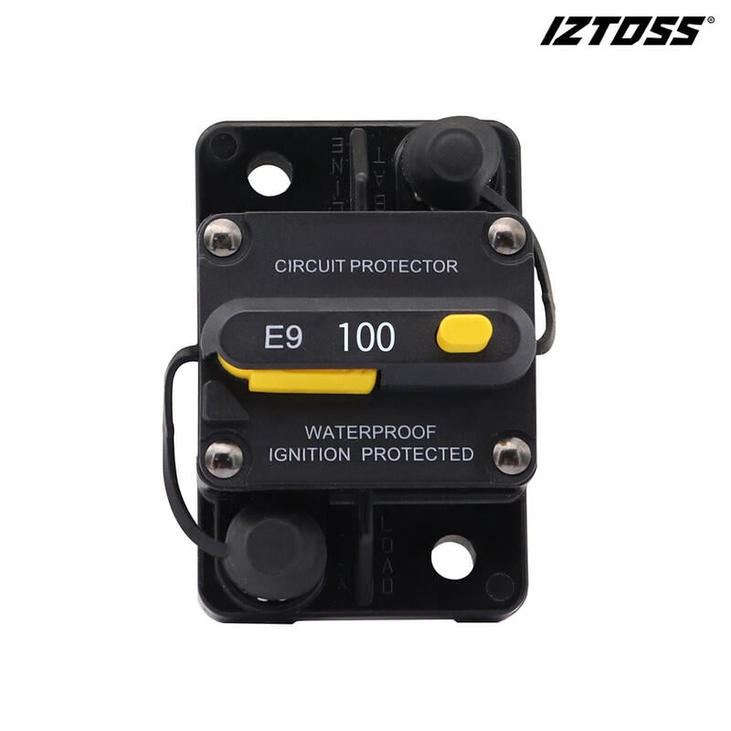 【可開發票】汽車斷路器100A手動復位帶切換開關斷路保護器自恢復保險絲座方形