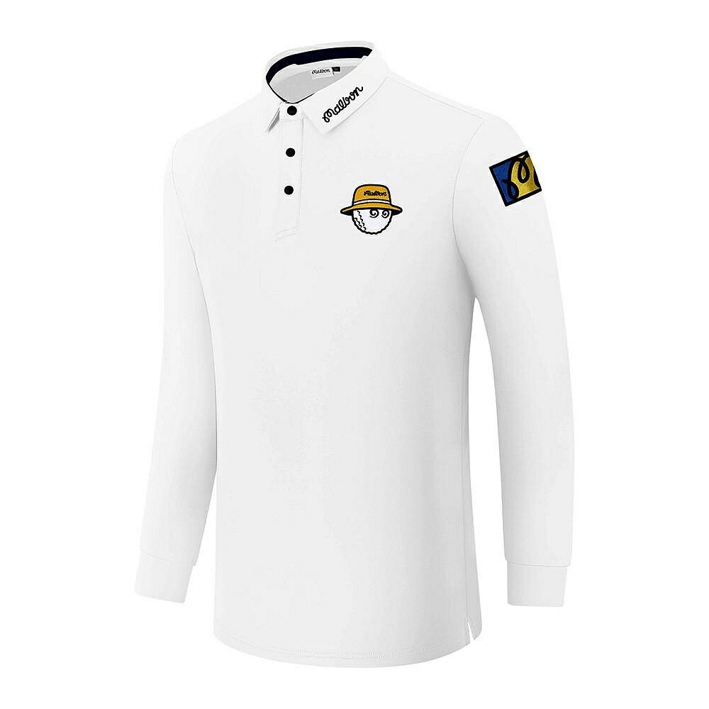 高爾夫球衣 運動上衣男 韓版男裝 韓國高爾夫衣服秋冬男裝運動速乾polo shirt男士golf長袖T恤男白