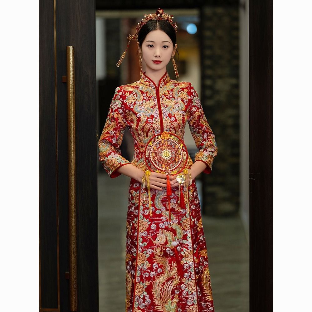 【最低價】【公司貨】龍鳳褂新娘秀禾服高級褂皇2023新款結婚婚禮禮服中式婚紗敬酒服女 6