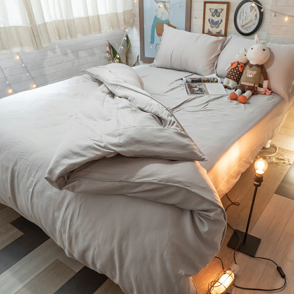 [杏仁茶] 天絲100支 床包 兩用被組 簡約生活系 棉床本舖  喵 素色