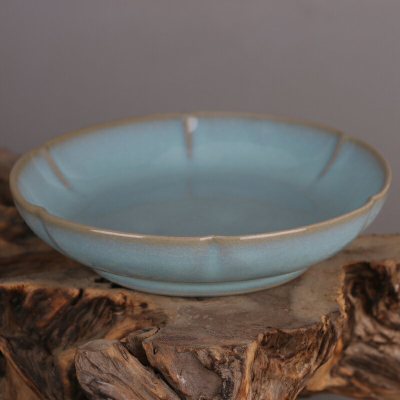 仿宋汝窯天青釉支釘葵花洗碟子復古家居裝飾五大名窯收藏擺件| 協貿國際