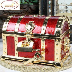 歐式復古金屬工藝帶鎖盒創意海盜寶箱珠寶盒飾品收納盒禮品盒