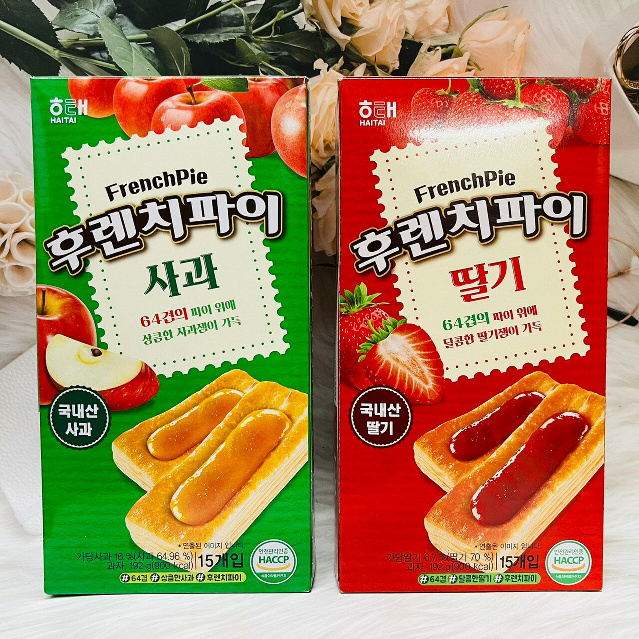 韓國 HAITAI 海太 法國派 192g 蘋果風味/草莓風味 兩種風味供選｜全店$199免運