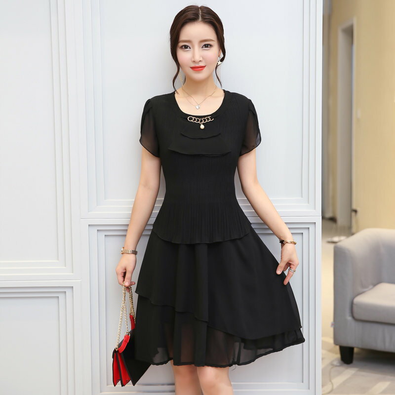 FINDSENSE G5 韓國時尚 連身裙 夏季 修身 顯瘦 泡泡袖 百褶裙
