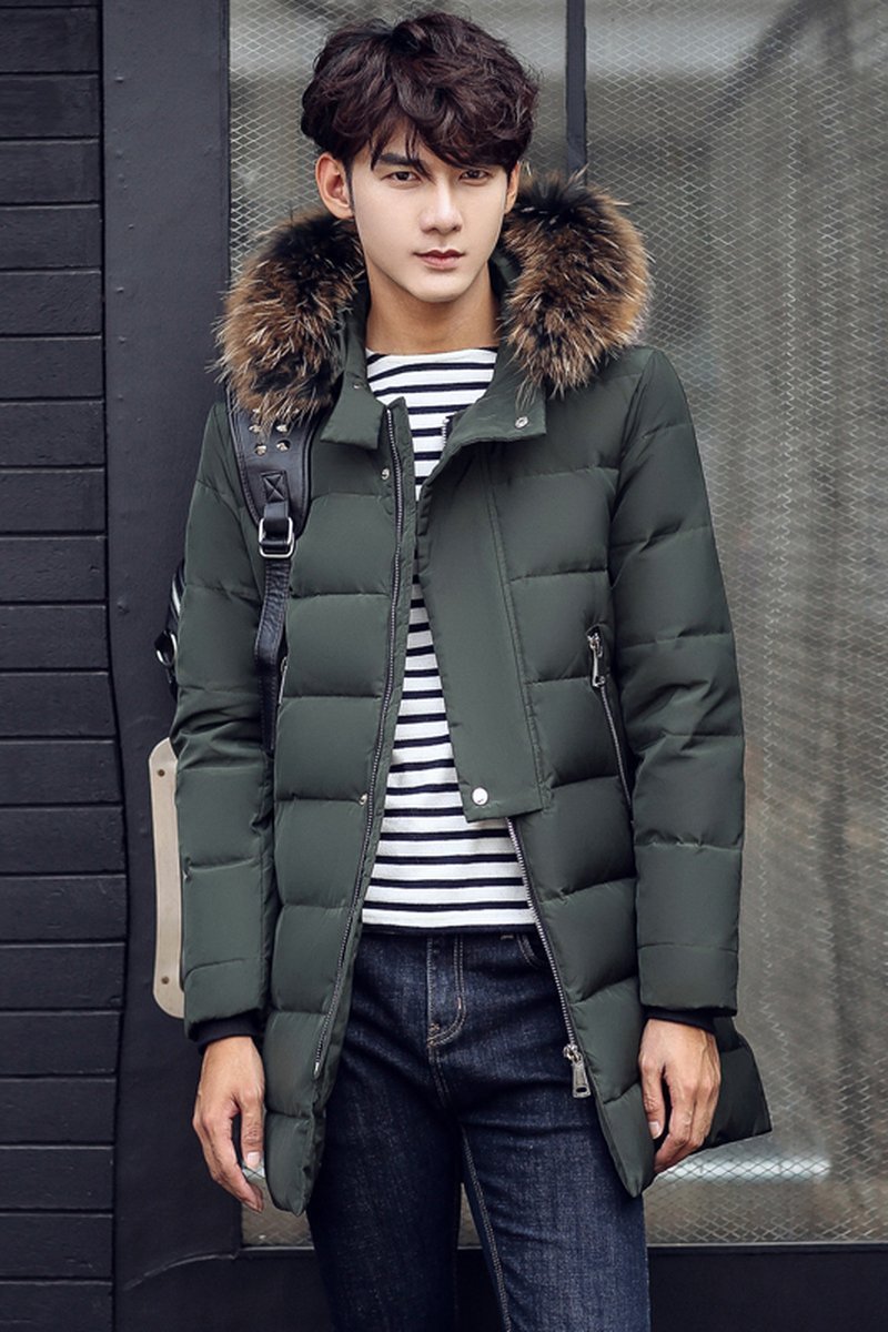 FINDSENSE G6 韓國時尚 男士簡約中長款保暖舒適男裝連帽外套