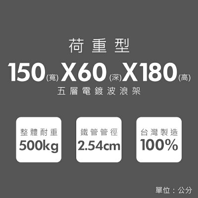 倉庫架/置物架 荷重型 150X60X180公分 五層電鍍(鎖管)波浪收納架 超強耐重 dayneeds