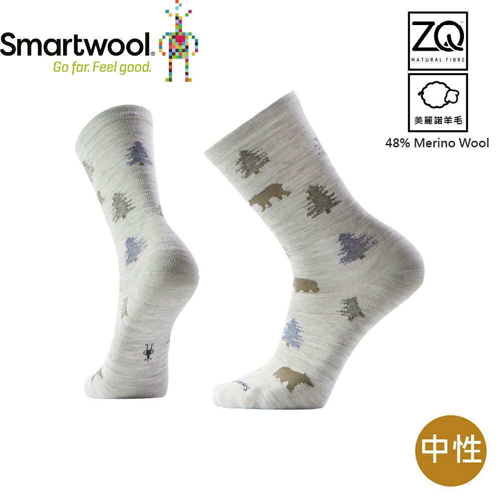 【SmartWool 美國 日著中長襪-樹《塵灰色》】SW003044/美麗諾羊毛襪/中長襪/經典四分襪/樹木圖騰/天然防臭