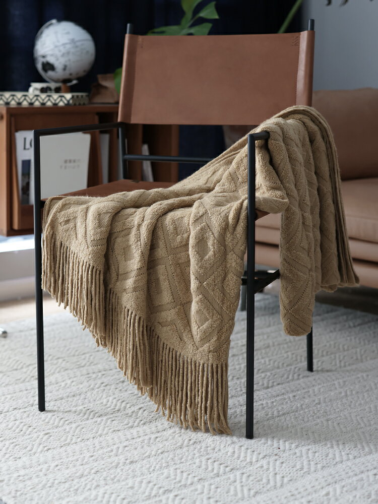 新款針織床尾搭巾民宿酒店樣板房床旗沙發裝飾蓋毯春秋包郵墨綠色