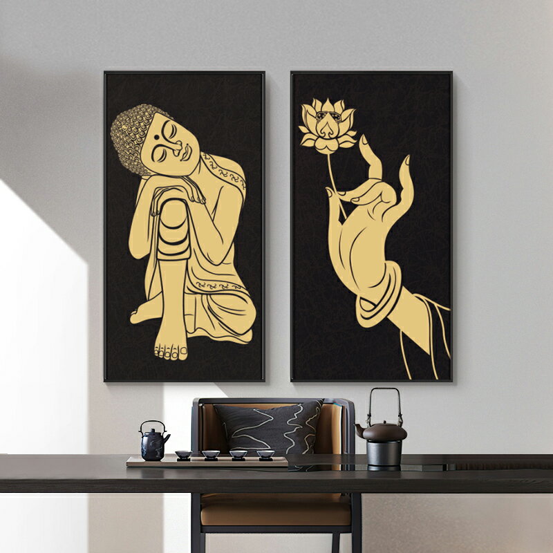 佛畫 佛像掛畫 佛手蓮花掛畫東南亞泰式瑜伽館養生館裝飾畫禪意佛像酒店會所壁畫『xy9553』